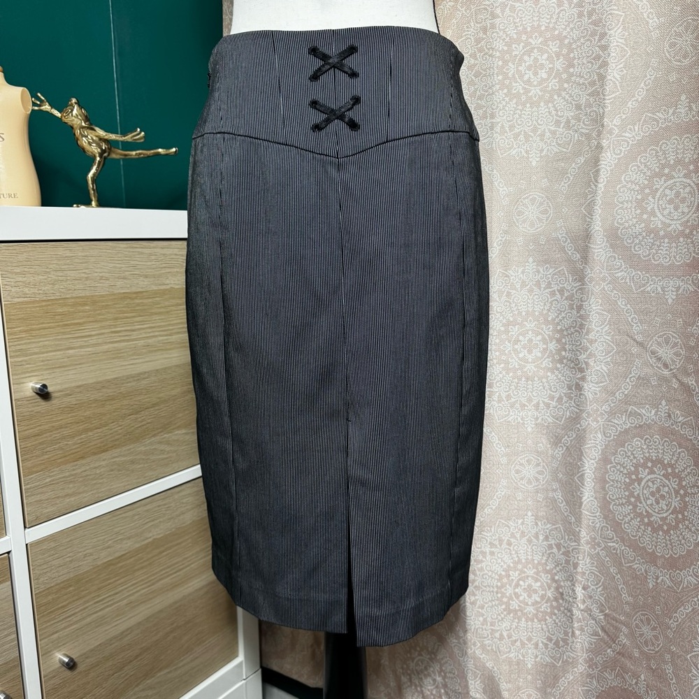 VTG Express Y2K Skirt Pencil Pinstripe Office Siren Goth Steampunk Altfashion